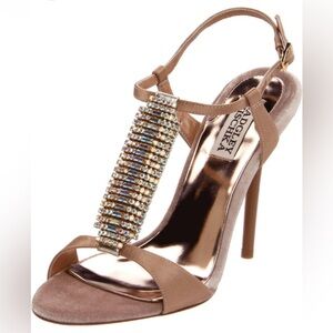 Badgley Mischka Java sandal beige  Rhinestone Heels 9